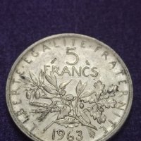 5 франка сребро 1963, снимка 1 - Нумизматика и бонистика - 41522321