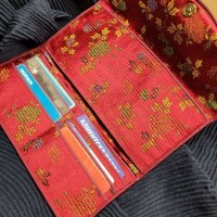 Голямо  портмоне от КОПРИНА,  японски стил, бордо на цветя, снимка 11 - Портфейли, портмонета - 39488353