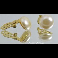 Обеци клипс от Сваровски перли, цвят ''Cream'', Ф14мм, снимка 2 - Обеци - 38686096