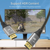 CABLEDECONN 10M 8K 1.4 DisplayPort кабел 8K @ 60Hz 4K @ 144Hz Високоскоростен HDCP 3D,32,4Gb/s- 10 м, снимка 7 - Кабели и адаптери - 36154640