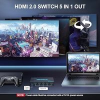 4K @60Hz 5x1 HDMI селекторен превключвател 5 порта HDR IR дистанционно, снимка 3 - Друга електроника - 42656391