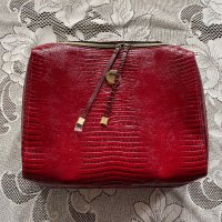 Чанта кожена, червена, лак, формат А4, снимка 1 - Чанти - 40955711