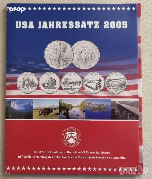 САЩ.¼ долар. Комплект. 2005година. 5 бройки куотъри 2005 год. UNC., снимка 1