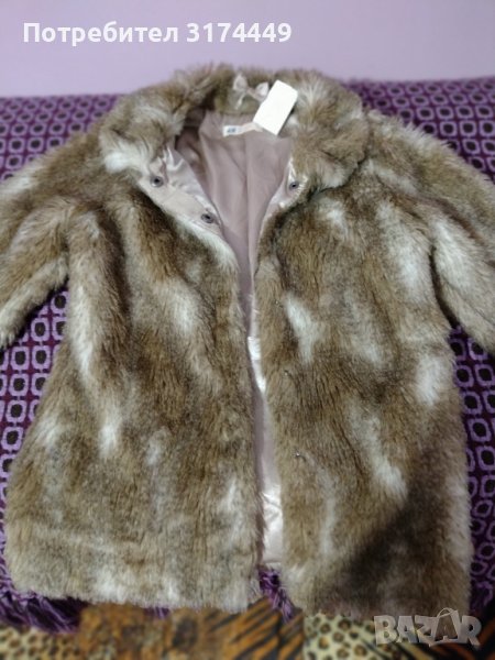 Детско зимно палто за момиче,с пух,маркаH&M, снимка 1