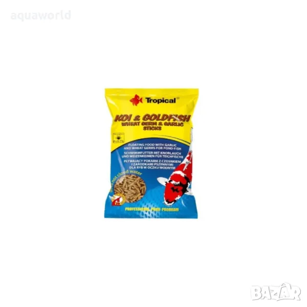 "ПРОМОЦИЯ" Храна под формата на плуващи пръчици Tropical Koi & Goldfish Wheat Germ & Garlic, снимка 1