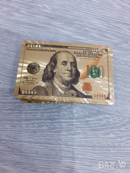 Позлатени - водоустойчиви Карти за игра на гърба с долари Gold Foil, снимка 1