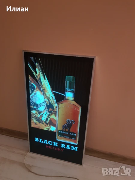 Голяма светеща реклама BLACK RAM whisky  660-360мм, снимка 1