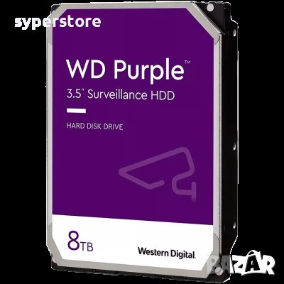 HDD твърд диск AV WD Purple 3.5', 8TB, 128MB, 5640 RPM, SATA 6 SS30727, снимка 1