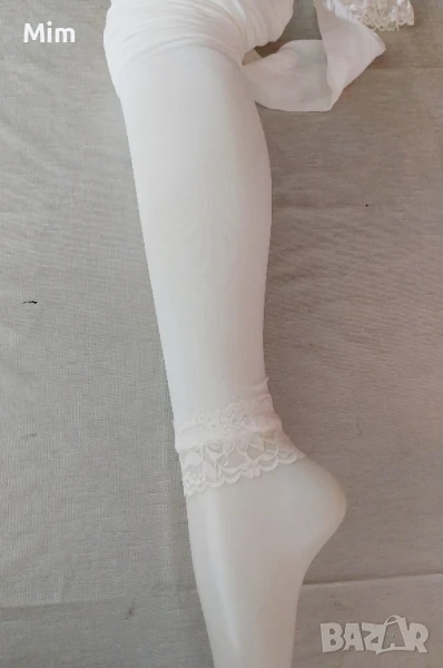  М/Л 30 ден Бял клин/ чорапогащник/ с дантела , снимка 1