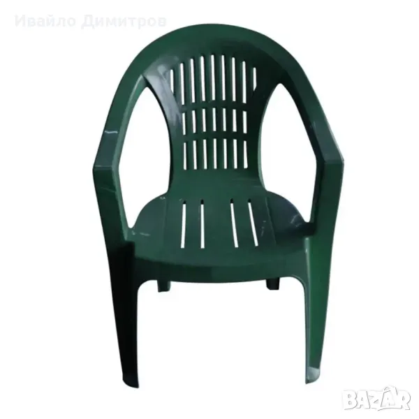 Градински пластмасов стол - Зелен, снимка 1
