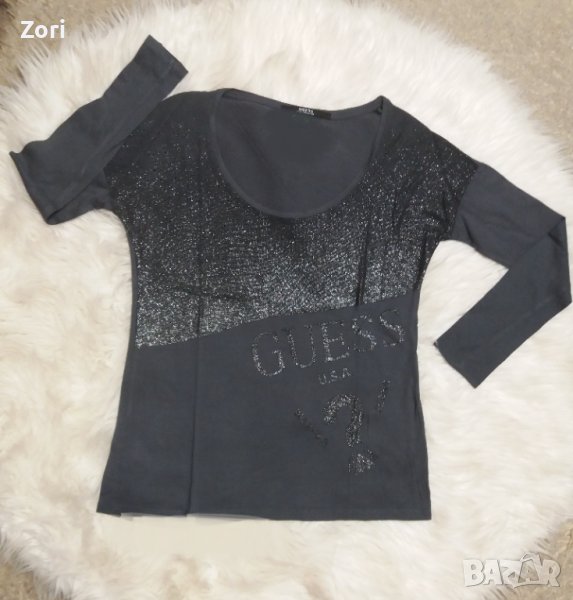 -20% Тъничка сива блузка с дълъг ръкав и дълбоко деколте, снимка 1