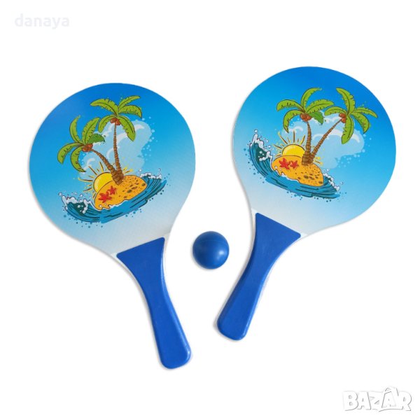 3718 Комплект за плажен тенис хилки с топче, снимка 1