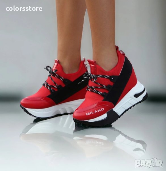 Кецове на платформа - червено с бяло ходило - F-121, снимка 1