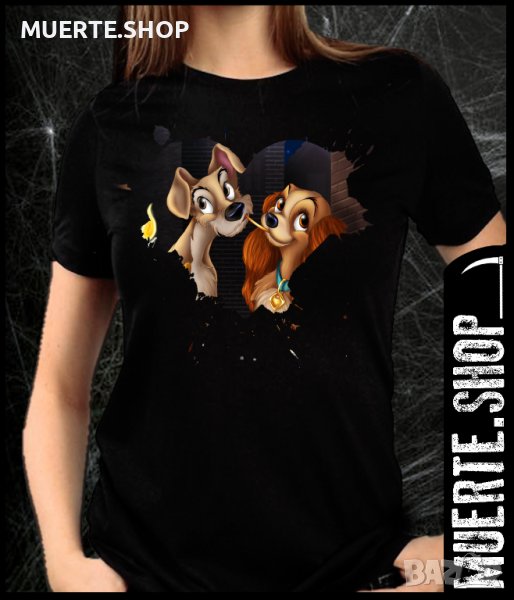 Дамска тениска с щампа LADY AND THE TRAMP, снимка 1