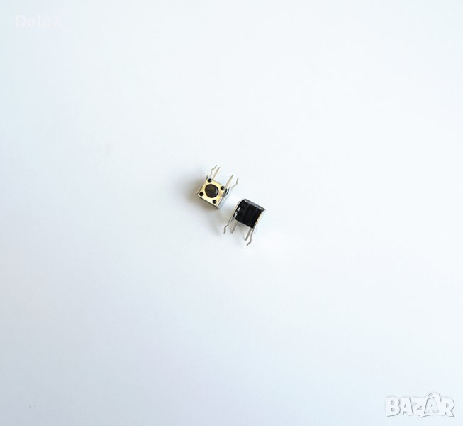 Малък ъглов бутон 2pin 6x6x6,5mm незадържащ НО черен 12V 0,05A H=3,5mm, снимка 1
