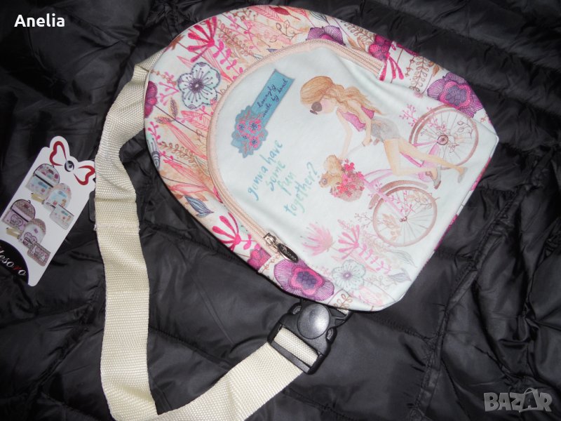 ДЕтска Раница. НОВА С ЕТИКЕТ!!!  С една презрамка на гърба. В свежи пастелни цветове, снимка 1