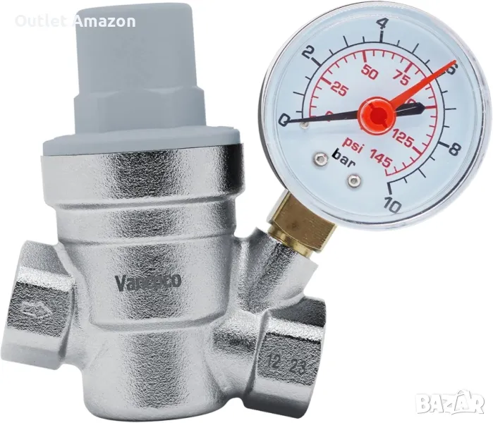 Vancoco Воден редуктор 1/2" DN15 с манометър и ситов филтър

, снимка 1