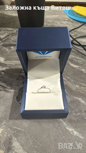 Златен пръстен с брилянт 14к / 1.22 гр., снимка 1