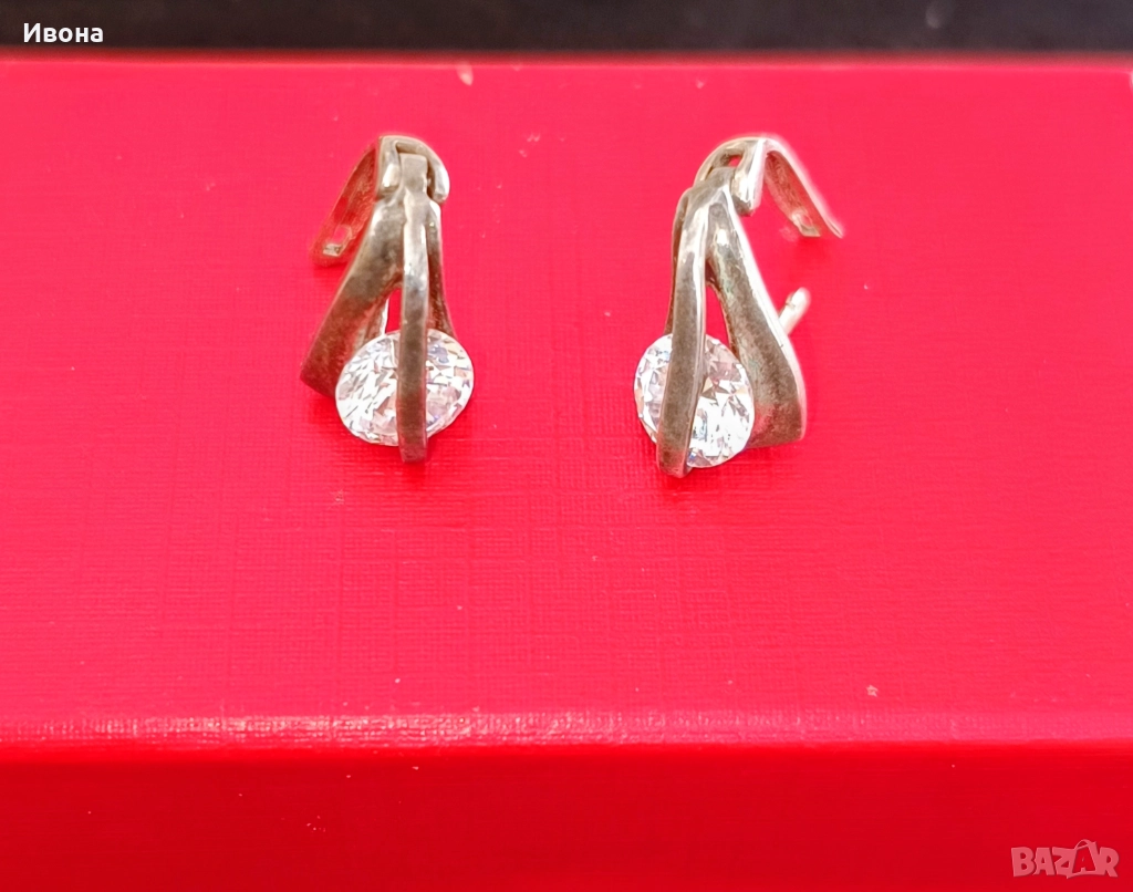 Сребърни обеци с Цирконий , снимка 1