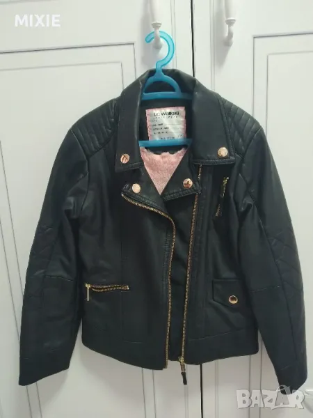 Детско подплатено кожено яке, 6-7 г., снимка 1