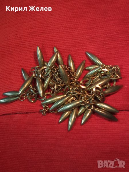 ЗЛАТИСТО СТАРО МЕСИНГОВО КОЛИЕ ВИНТИДЖ ОГЪРЛИЦА с МНОГО ВИСУЛКИ 4946, снимка 1