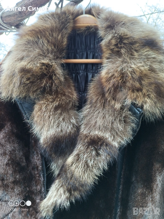 Луксозно кожено палто от тюлен с яка от бобър – уникат, ръчно шито яке, снимка 1