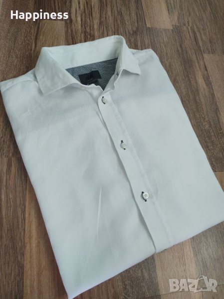 Оригинална бяла мъжка риза HM TWOPLY - M, снимка 1