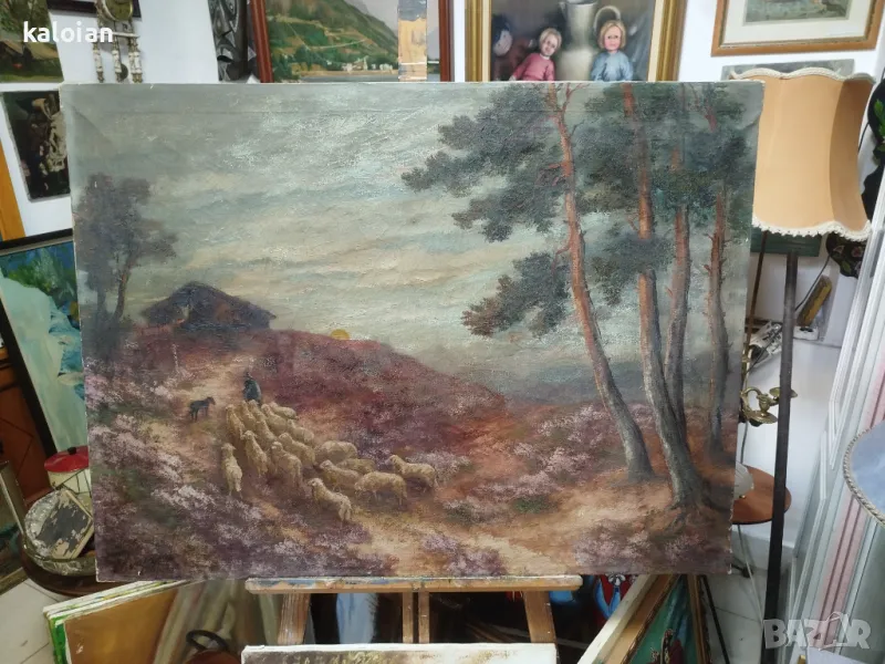 Антикварна английска картина масло на платно. Пълен оригинал без реставрация от началото на 20 ти ве, снимка 1