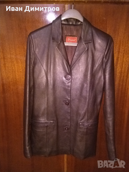 Неупотребявано кожено яке тип сако DICANO, размер S, снимка 1