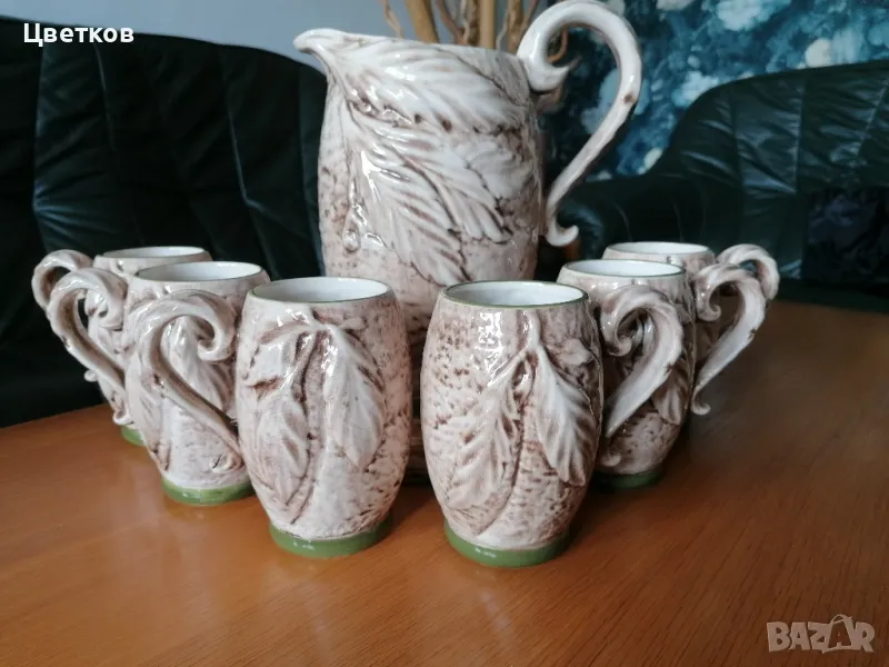 Кана и шест чаши за вино, снимка 1