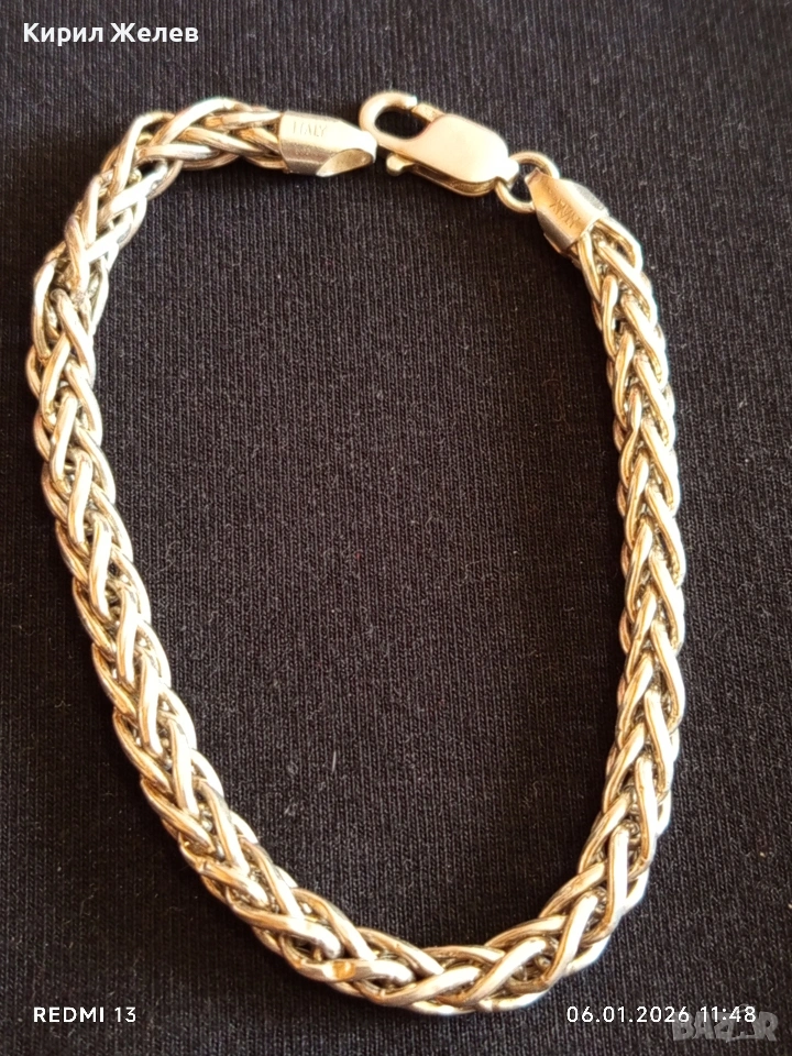 Сребърна гривна плетка тип ЖИТЕН КЛАС много красива майсторска ръчна изработка 50861, снимка 1