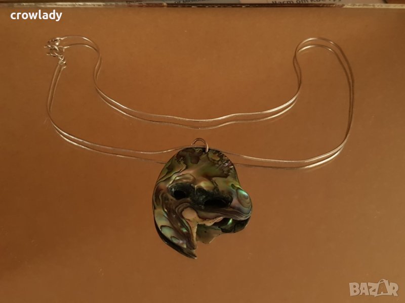 Дизайнерско сребърно колие с цветен седеф от Нова Зеландия, снимка 1