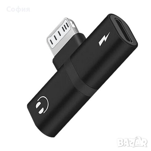 Адаптер преходник 8 пин с два изхода за слушалки и зареждане на различни модели iPhone, снимка 1