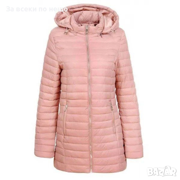 Дамско Яке Цвят Пудра С Качулка Код S399, снимка 1