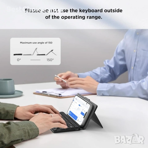 Безжична клавиатура CACOE със стойка, мини клавиатура за мобилен телефон, ултратънка преносима