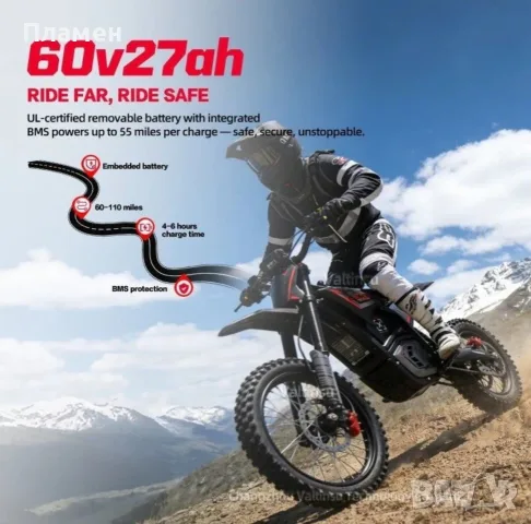 Нов!! Електрически Pit Bike Valtinsu EM-5 Pro 5600W 60V/27Ah 83 км.ч., снимка 11 - Друга електроника - 55827366