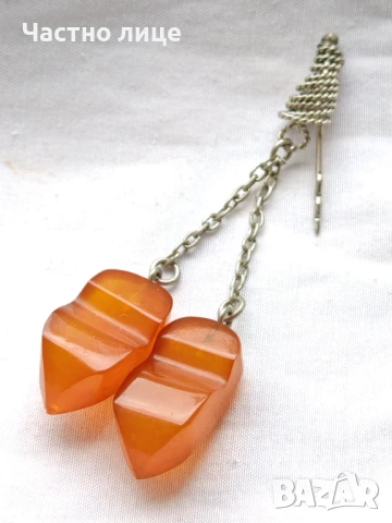 Латвийска Соц СССР Брошка Мелхиор с Кехлибари 1970те г Отлично състояние., снимка 3 - Други - 50448088