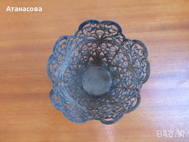 Руски посребрен подстакан ваза филигран 1960 г, снимка 6 - Антикварни и старинни предмети - 52909170