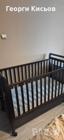 Кошара - дървена, масив, венге, 120/60 много запазена, снимка 2 - Бебешки легла и матраци - 52311424
