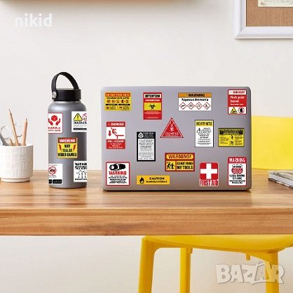 75 бр Внимание опасност предупредителни знаци табели стикери самозалепващи лепенки , снимка 6 - Други - 44358234