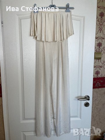 Елегантен нов  бял еластичен парти официален гащеризон ASOS Asos волани къдри , снимка 6 - Гащеризони - 40671699