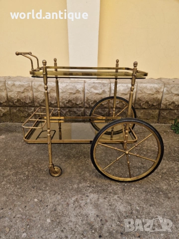 Прекрасна антикварна холандска бронзова количка за сервиране , снимка 2 - Антикварни и старинни предмети - 53757298