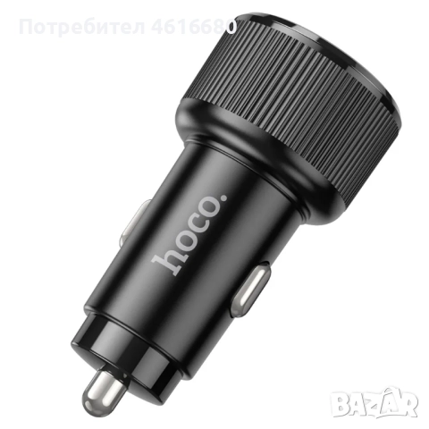 Зарядно за кола Car charger Hoco 2 x USB C QC PD 50W NZ14B black, снимка 6 - Резервни части за телефони - 52199997