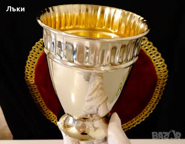  Посребрен бокал,халба,чаша,месинг,800 мл. 