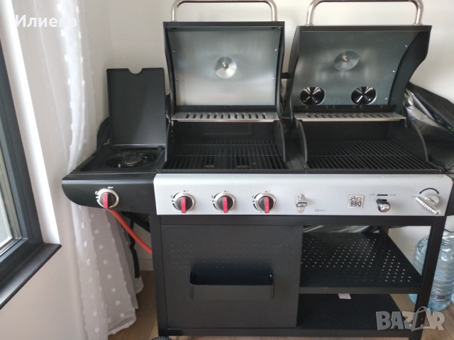Продавам ново комбинирано барбекю, газ и дървени въглища , снимка 3 - Барбекюта - 52197752