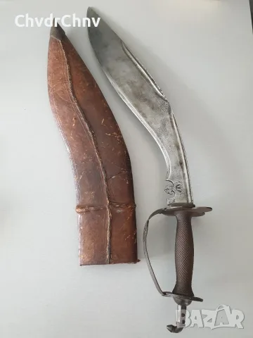 Kukri-Tulwar кукри 75см-3кг/стар бронзов кинжал-кама с кания/непалски боен нож-ятаган