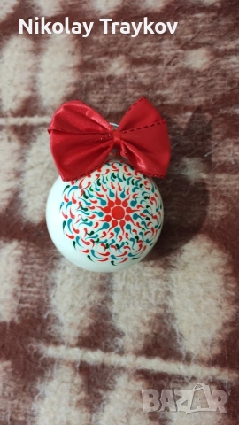 Рисувана коледна играчка за елха, снимка 2 - Декорация за дома - 56339303