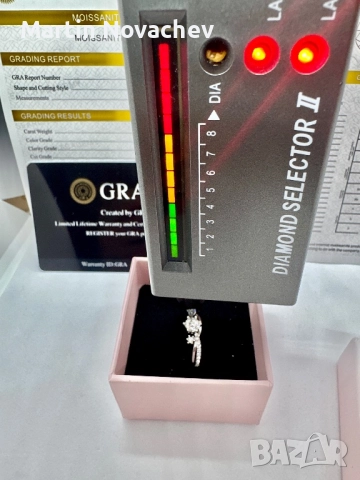 Сребърен пръстен с мойсанит (Диамант) 0.5 карата , снимка 11 - Пръстени - 52176971