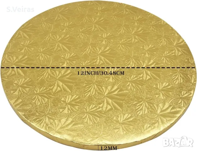 5 Броя Подложка за Торта, Луксозна Подложка, Височина 12 мм, Златисто , снимка 4 - Съдове за готвене - 48980575