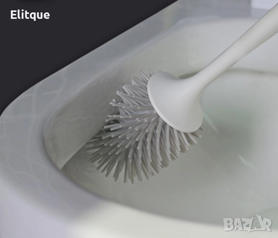 Тоалетна силиконова четка с двойна поставка в бяло и сиво, снимка 5 - Други стоки за дома - 52743863